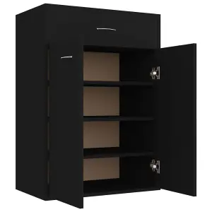 Berkfield Shoe Cabinet Black 60x35x84 cm Engineered Wood