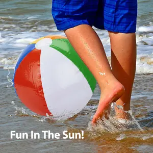 Inflatable 20 Inch Beach Ball 6 Panel Multi-Coloured Shiny Toy - Wild 'n Wet