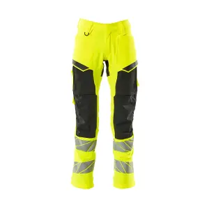 Mascot Accelerate Safe Trousers with Kneepad Pockets - Hi-Vis Yellow/Black   (38.5) (Leg Length - Regular)