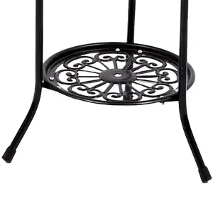 2-Tier Black Vintage Design Metal Plant Stand Vertical Display Rackwith Delicate Trays 50cm (H)