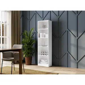 Albee Bookcase White / (5 Shelves) 182cm H x 40cm W x 32cm D