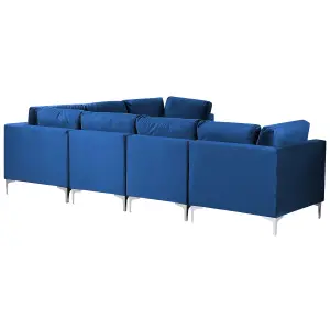 Sofa with Ottoman EVJA Navy Blue Velvet Left Hand