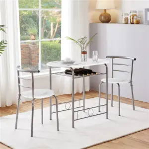 Yaheetech 3 Piece Modern Round Dining Table Set White (L) 80cm x (W)53cm