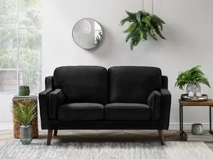 2 Seater Velvet Sofa Black LOKKA