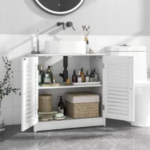 COSTWAY Under Sink Cabinet Freestanding Bathroom Vanity Cabinet w/ 2 Shutter Doors