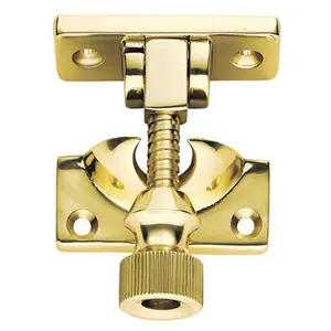 Brighton Pattern Sprung Sash Fastener 60 x 25mm Fixing Plate Polished Brass