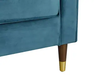 Thomas Velvet Fabric 3 Seater Sofa, Blue