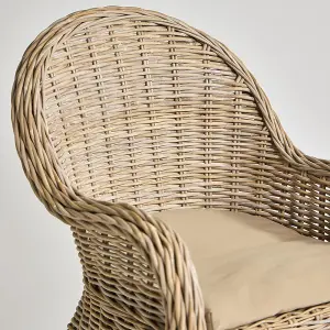 Libby Armchair Removable Cushion Seat with a Classic Rattan Wicker Round Frame