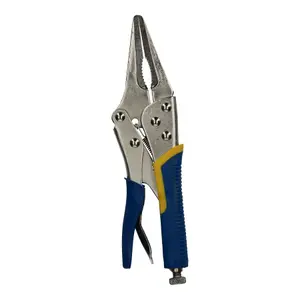 9" / 230mm Straight Long Nose Locking Grip Wrench Pliers with Soft Grip Handles