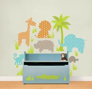 Wallpops Large Jungle Animals Lion Elephant Monkey Self-Adhesive Wall Art Stickers