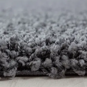 Abaseen 120cm Dark Grey Thick Pile Soft Shaggy Modern Circluar Rug