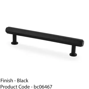 Industrial Hex T Bar Pull Handle - Matt Black 128mm Centres Kitchen Cabinet Door