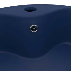 Luxury Wash Basin with Overflow Matt Dark Blue 36x13 cm Ceramic