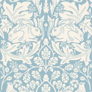 Hoopla Walls Forest Rabbit Blue Smooth Matt Wallpaper