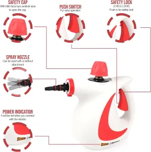 Belaco Multipurpose Steam Cleaner, HandHeld with Steamer & Accessories Red portable