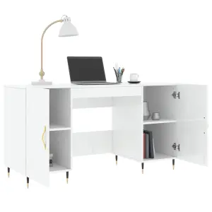 Berkfield Desk High Gloss White 140x50x75 cm Engineered Wood