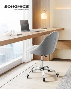 SONGMICS Executive Swivel Office Chair, Fabric Desk Chair, Soft Foam Seat Padding, Adjustable Height, Dove Grey