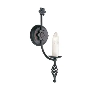 Elstead Belfry 1 Light Indoor Candle Wall Light Black, E14