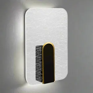 CGC CRACKLE Indoor LED Wall Light Black Gold and Crackle Glass Effect 6W 4200k Natural White 730lm