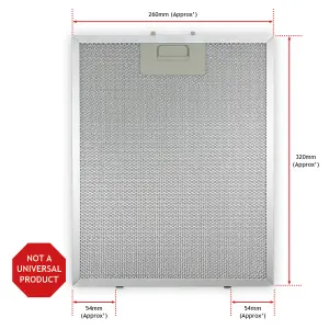 SPARES2GO Metal Mesh Filter compatible with Howdens Lamona Cooker Hood / Extractor Fan Vent (Silver, 320 x 260 mm)