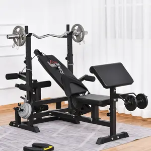 HOMCOM Multi-Exercise Full-Body Weight Bench with Bench Press & Leg Extension