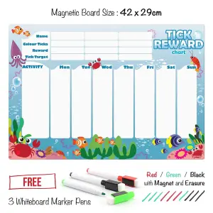 Magnetic Refrigerator Reward Charts For Children Behaviour Board A3 Ocean Creatures