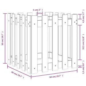 Berkfield Garden Planter with Fence Design 50x50x50 cm Solid Wood Douglas