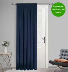 Home Curtains Montreal Fully Lined Soft Velour 45w x 84d" (114x213cm) Navy Door Curtain (1)