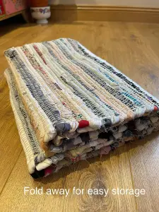 Festival Recycled Cotton Blend Rag Rug in Varied Colourways Indoor and Outdoor Use / 60 cm x 90 cm / Pastel