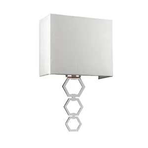 Elstead Ria Medium 1 Light Wall Light, Polished Chrome, Ivory Faux Silk Shade