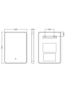 Contemporary Inset Framed LED Touch Sensor Mirror with De-mister Pad - 700 x 500mm - Chrome - Balterley