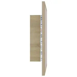 Berkfield LED Bathroom Mirror Sonoma Oak 40x8.5x37 cm Engineered Wood