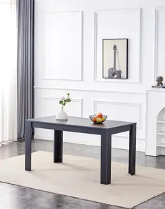 Dining Table Dark Grey Wood Kitchen Place for 6 Seats, Dining Table Only (Dark Grey H75 x L140 x W80 CM)