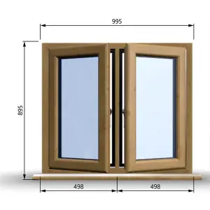 995mm (W) x 895mm (H) Wooden Stormproof Window - 2 Opening Windows (Left & Right) - Toughened Safety Glass