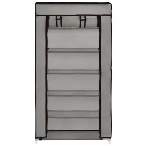 Berkfield Shoe Cabinet with Cover Grey 58x28x106 cm Fabric