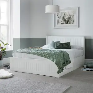 Dawson White Wooden Ottoman Bed Double