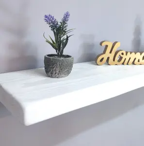 Handmade Wooden Rustic Floating Shelf 220mm White Length of 140cm