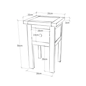 Padua 1 Drawer Petite Bedside Table Brass Drop Handle