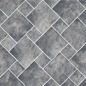 Slate Tile Vinyl by Remland (Dark Grey Slate, 6m x 2m)