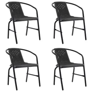 Berkfield Garden Chairs 4 pcs Plastic Rattan and Steel 110 kg