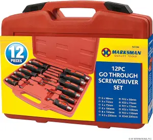 New 12pc Heavy Duty Mechanics Go-through Diy Assorted Screwdriver Set