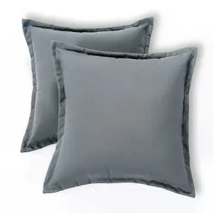 Homescapes Grey Plain Outdoor Cushion 45 x 45 cm, Set of 2