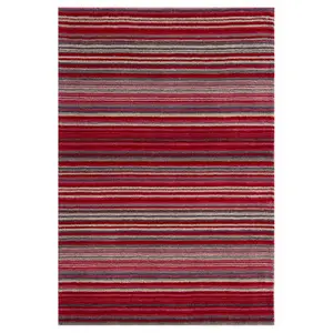 Melrose Mubai Stripe Wool Made Red Area Rug 120/170cm