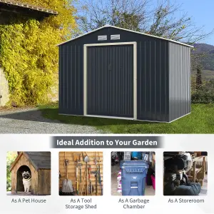 Costway 9.1 x 6.3 FT Outdoor Storage Shed Large Organizer House Double Sliding Door