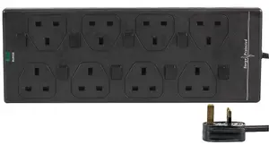 5m 8 Way Individually Switched Surge Protected Extension Lead, Black