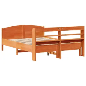 Berkfield Bed Frame without Mattress Wax Brown 120x190 cm Small Double Solid Wood Pine