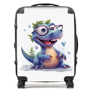 Happy Dinosaur With Glasses Suitcase - Large