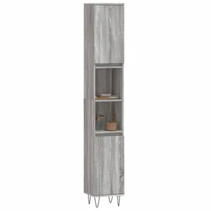 Berkfield Bathroom Cabinet Grey Sonoma 30x30x190 cm Engineered Wood