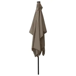 Berkfield Parasol with LEDs and Steel Pole Taupe 2x3 m