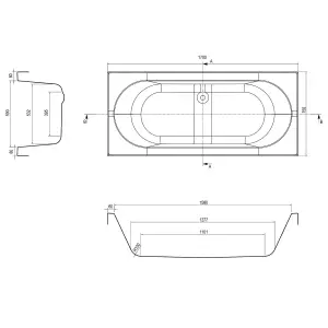 Ogden White Super-Strong Acrylic Double Ended Straight Bath (L)1700mm (W)750mm